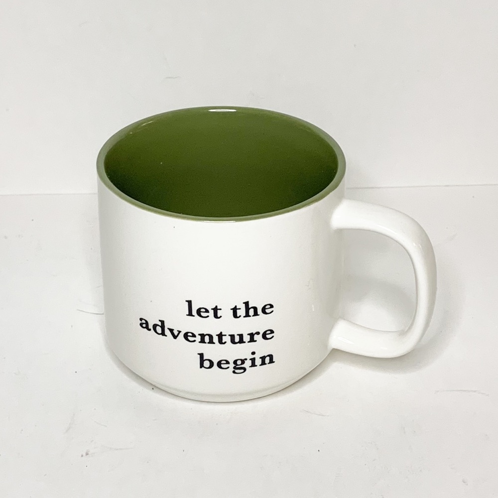 Let the Adventure Begin Stoneware White Green Mug